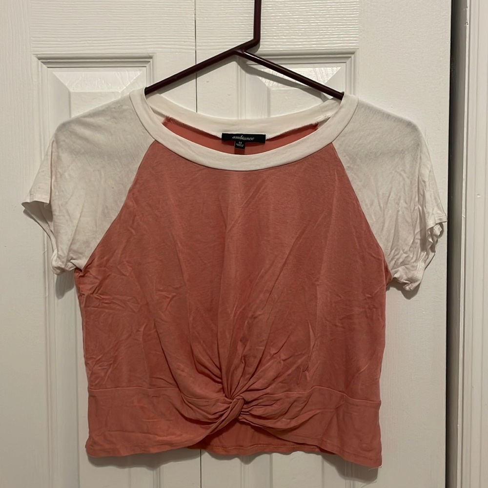 Pink Cropped Tie Tee